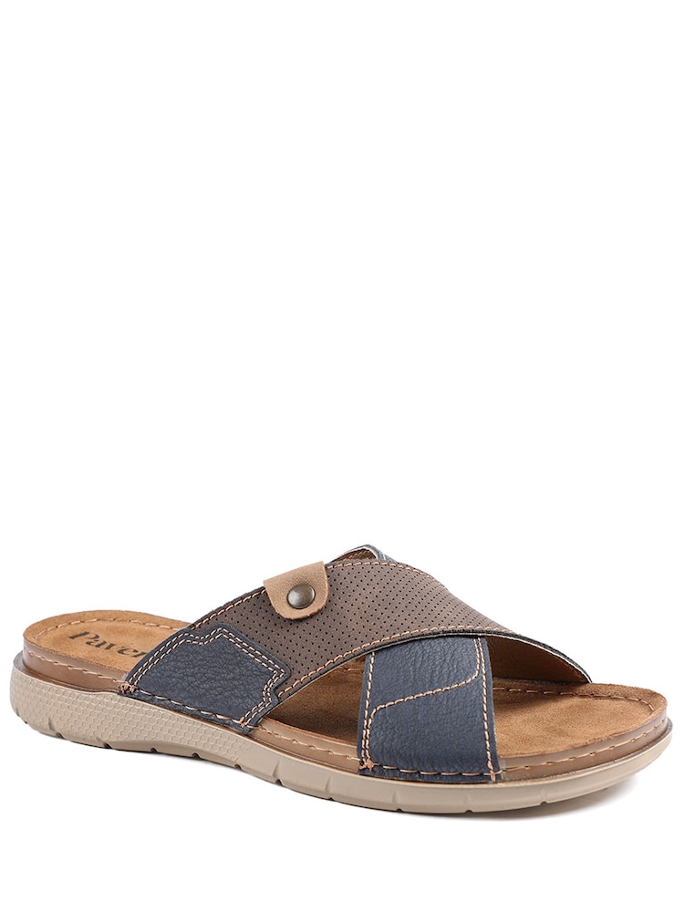 Pavers Brown Contrast Cross Strap Comfort Sandals - Image 2 of 6 Pavers Brown Contrast Cross Strap Comfort Sandals - Image 2 of 6