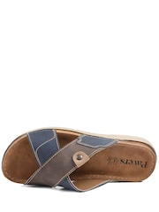 Pavers Brown Contrast Cross Strap Comfort Sandals - Image 5 of 6