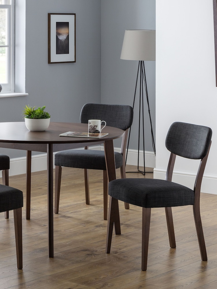 Julian Bowen Walnut Grey Set Of 2 Farringdon Chairs - Image 1 of 6
