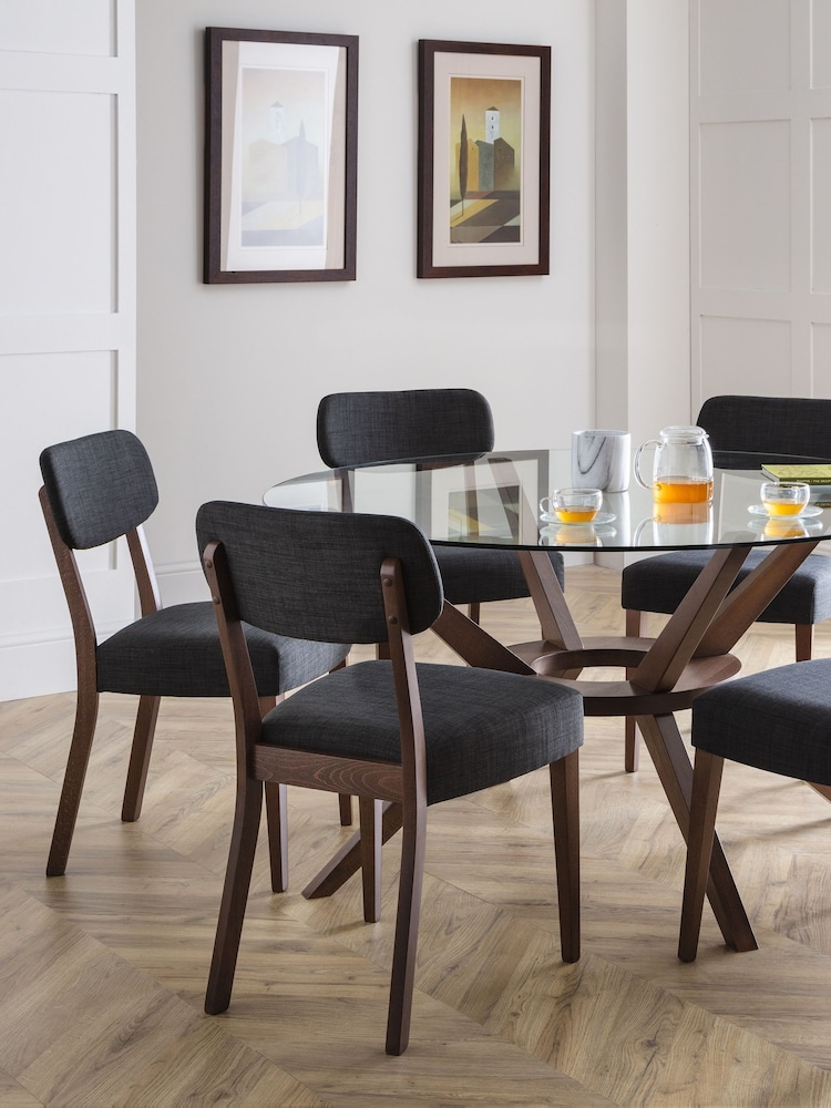 Julian Bowen Walnut Grey Set Of 2 Farringdon Chairs - Image 2 of 6