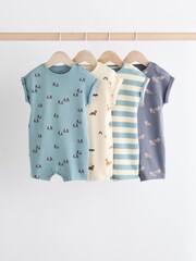 Blue Character Baby Jersey 100% Cotton Rompers 4 Pack - Image 1 of 11