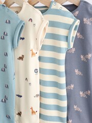 Blue Character Baby Jersey 100% Cotton Rompers 4 Pack - Image 7 of 11