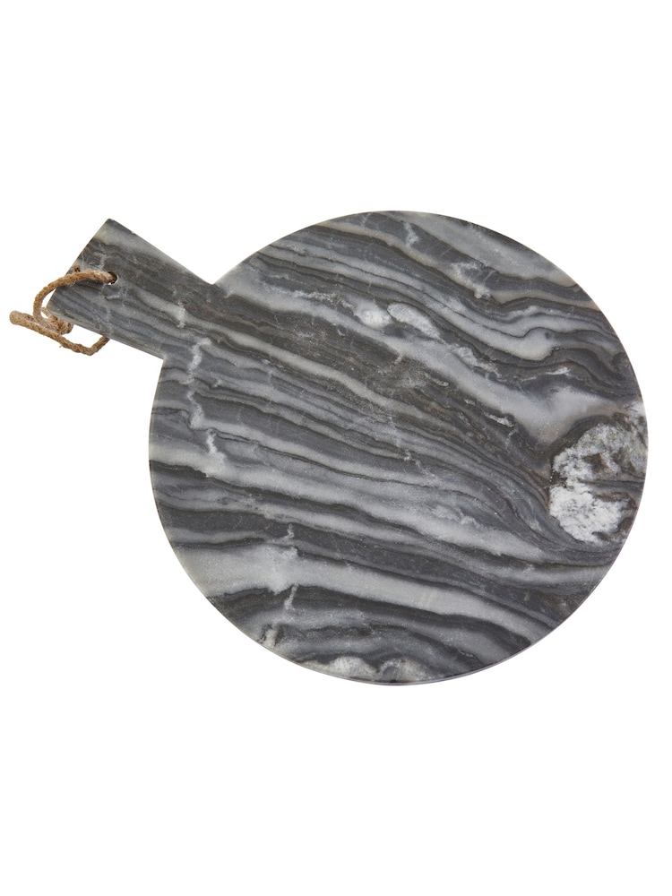 Maison by Premier Grey Marble Round Paddle Serving Board - Image 2 of 6