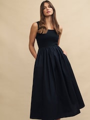 Nobody's Child Black Plain Colorado Midi Dress - Image 3 of 5