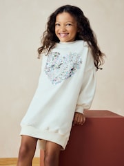 Ecru White Sequin Heart Jumper Dress (3-16yrs) - Image 1 of 4