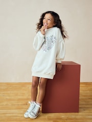 Ecru White Sequin Heart Jumper Dress (3-16yrs) - Image 2 of 4
