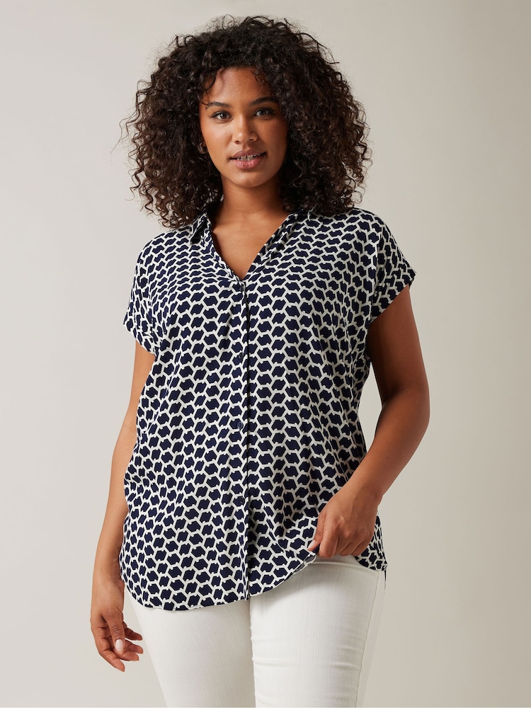 Azul - Evans Curve Zig Zag Print Blouse - Imagen 1 de 5 Azul - Evans Curve Zig Zag Print Blouse - Imagen 1 de 5