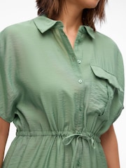 VERO MODA Green Utility Pocket Midi Shirt Dress - Image 4 of 4
