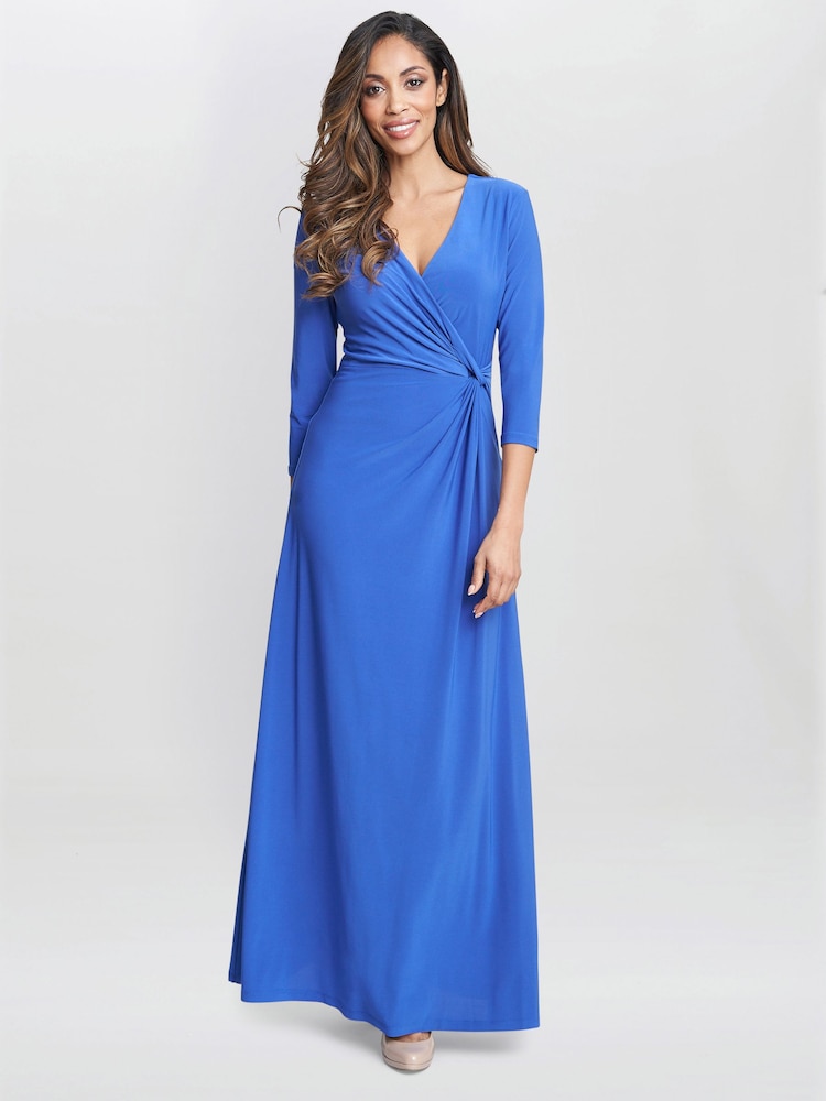 Gina Bacconi Blue Celine Jersey Wrap Maxi Dress - Image 1 of 5