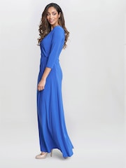 Gina Bacconi Blue Celine Jersey Wrap Maxi Dress - Image 2 of 5