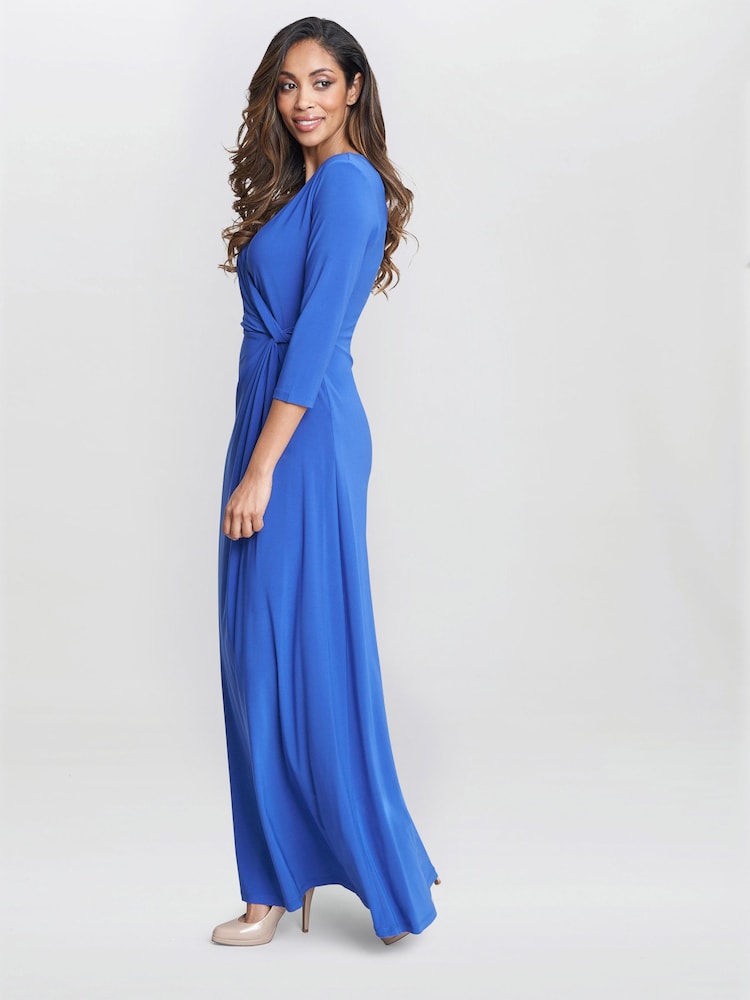 Gina Bacconi Blue Celine Jersey Wrap Maxi Dress - Image 2 of 5