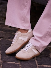 Mint Velvet Cream Suede Side Strip Trainers - Image 1 of 3
