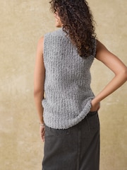 Grey Boucle V-Neck Knitted Tank Vest - Image 4 of 9