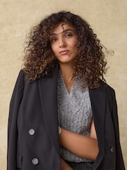 Grey Boucle V-Neck Knitted Tank Vest - Image 5 of 9