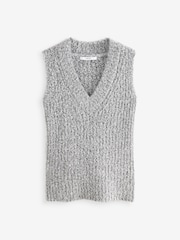 Grey Boucle V-Neck Knitted Tank Vest - Image 7 of 9
