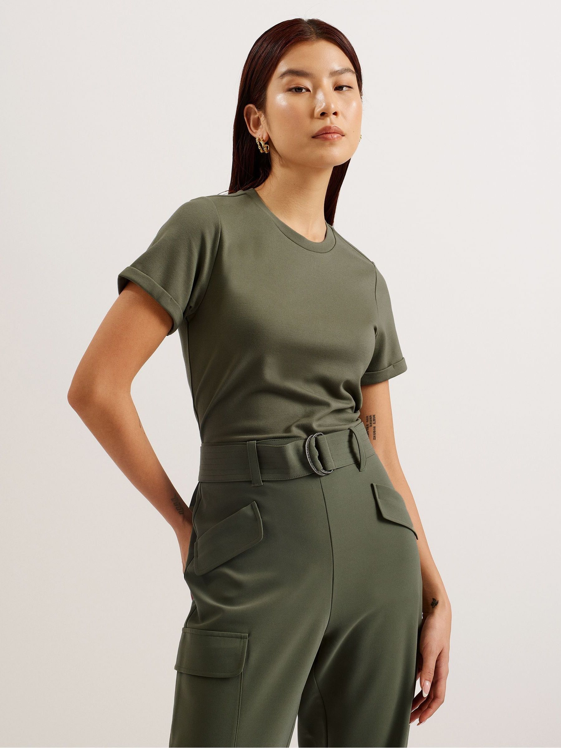 Buy Ted Baker Green Graciej High Waisted Belted Tapered Cargo Jumpsuit from Next Luxembourg