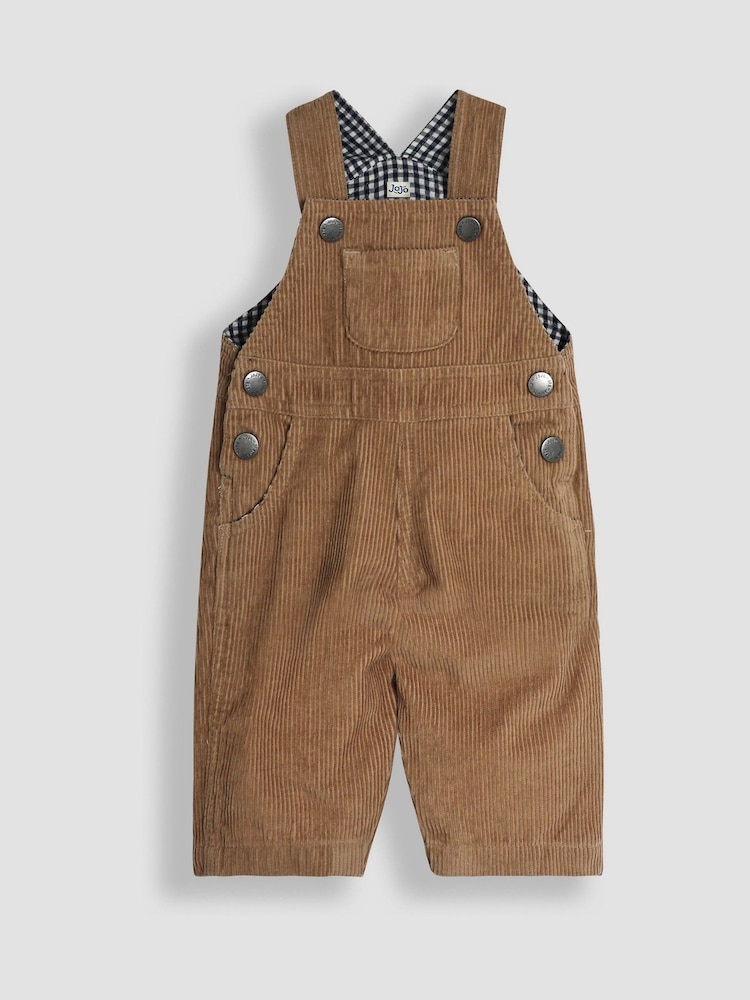 JoJo Maman Bébé Stone 2-Piece Classic Cord Dungarees & Stripe Top Set - Image 2 of 6