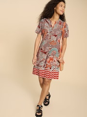 White Stuff Red Tammy Cotton Jersey Dress - Image 1 of 7