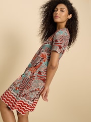 White Stuff Red Tammy Cotton Jersey Dress - Image 3 of 7