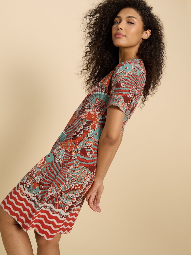 White Stuff Red Tammy Cotton Jersey Dress - Image 3 of 7