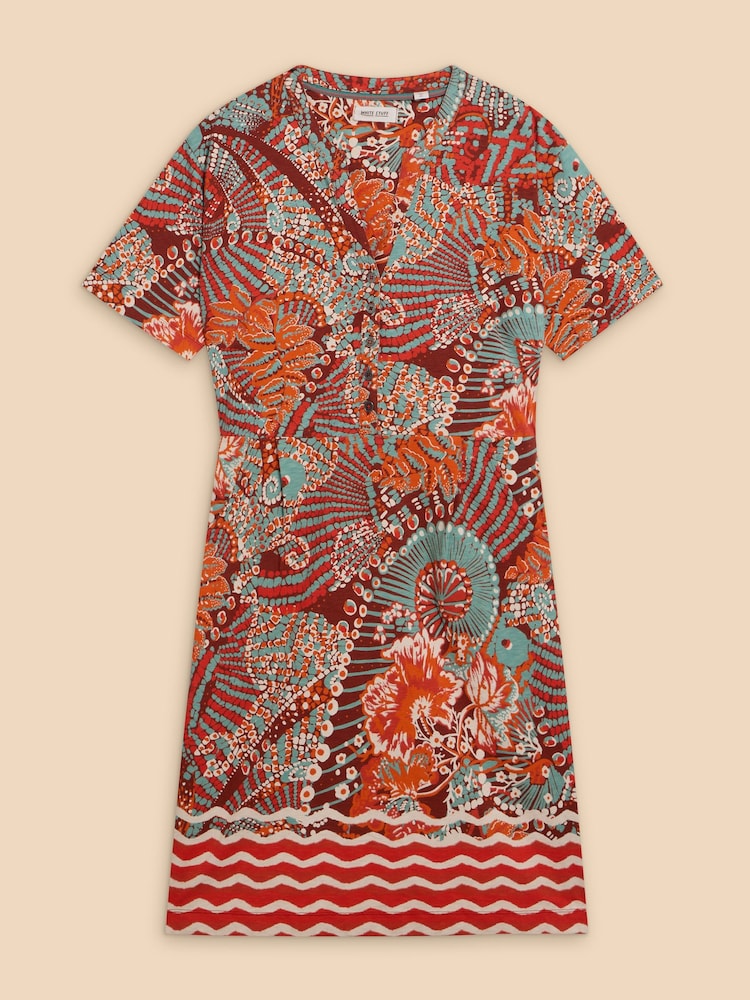 White Stuff Red Tammy Cotton Jersey Dress - Image 5 of 7