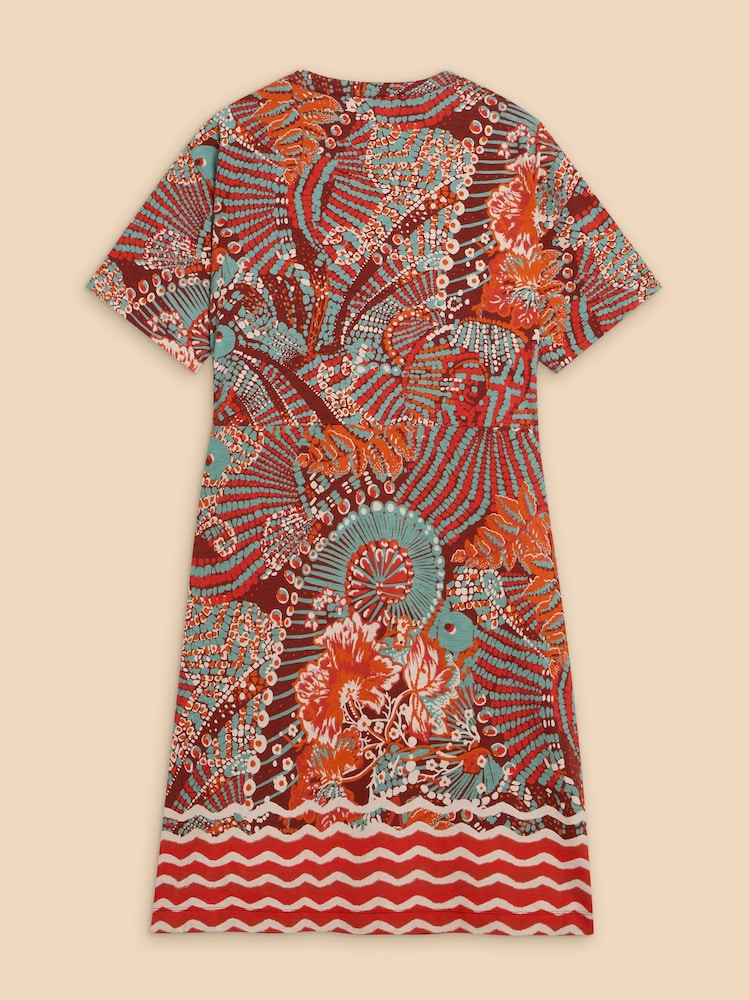 White Stuff Red Tammy Cotton Jersey Dress - Image 6 of 7