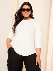 Blanco - Camiseta de cuello barco de Curves Like These - Imagen 1 de 4