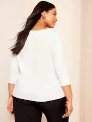 Blanco - Camiseta de cuello barco de Curves Like These - Imagen 4 de 4