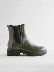 Khaki Green Standard/Wide Fit Forever Comfort® Patent Chelsea Boots - Image 4 of 8