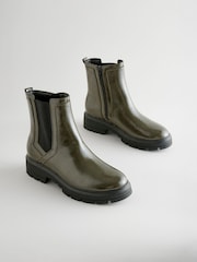 Khaki Green Standard/Wide Fit Forever Comfort® Patent Chelsea Boots - Image 5 of 8