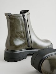 Khaki Green Standard/Wide Fit Forever Comfort® Patent Chelsea Boots - Image 8 of 8