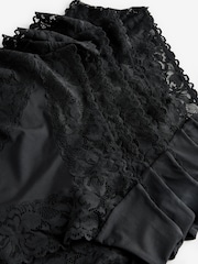 Black High Rise High Leg Floral Print Lace Knickers 5 Pack - Image 6 of 7
