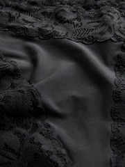 Black High Rise High Leg Floral Print Lace Knickers 5 Pack - Image 7 of 7