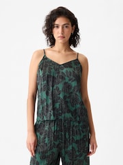 Gap Green Pleated Satin Camisole - Image 1 of 5