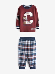 Navy Blue/Burgundy Red Varsity - Gewebte Pyjamahosen aus 100 % Baumwolle, 2er-Pack (9 M.-8 J.), kariert - Bild 5 von 10