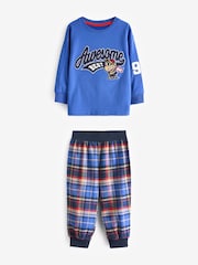 Navy Blue/Burgundy Red Varsity - Gewebte Pyjamahosen aus 100 % Baumwolle, 2er-Pack (9 M.-8 J.), kariert - Bild 6 von 10
