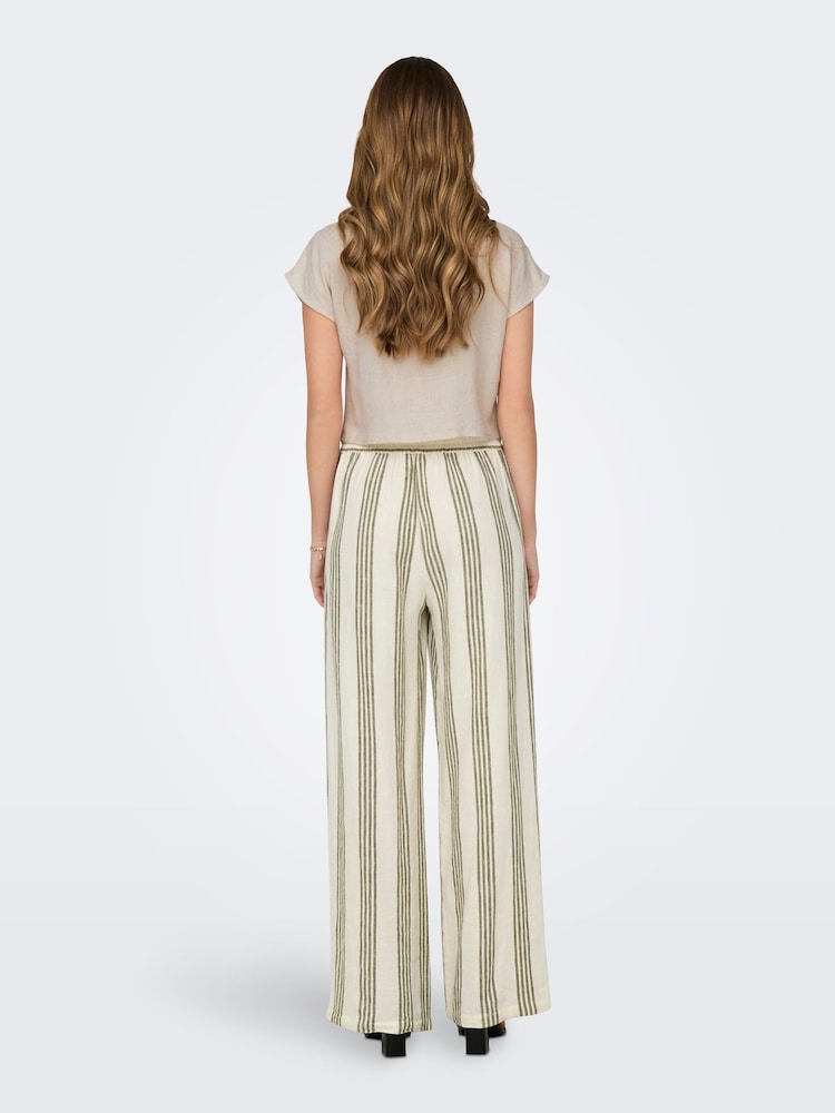 JDY White Petite Petite Wide Leg Linen Mix Co-Ord Trousers - Image 2 of 7
