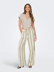 JDY White Petite Petite Wide Leg Linen Mix Co-Ord Trousers - Image 3 of 7