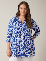 EVANS Curve Abstract Print Pintuck Blouse - Image 1 of 5