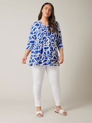 EVANS Curve Abstract Print Pintuck Blouse - Image 2 of 5
