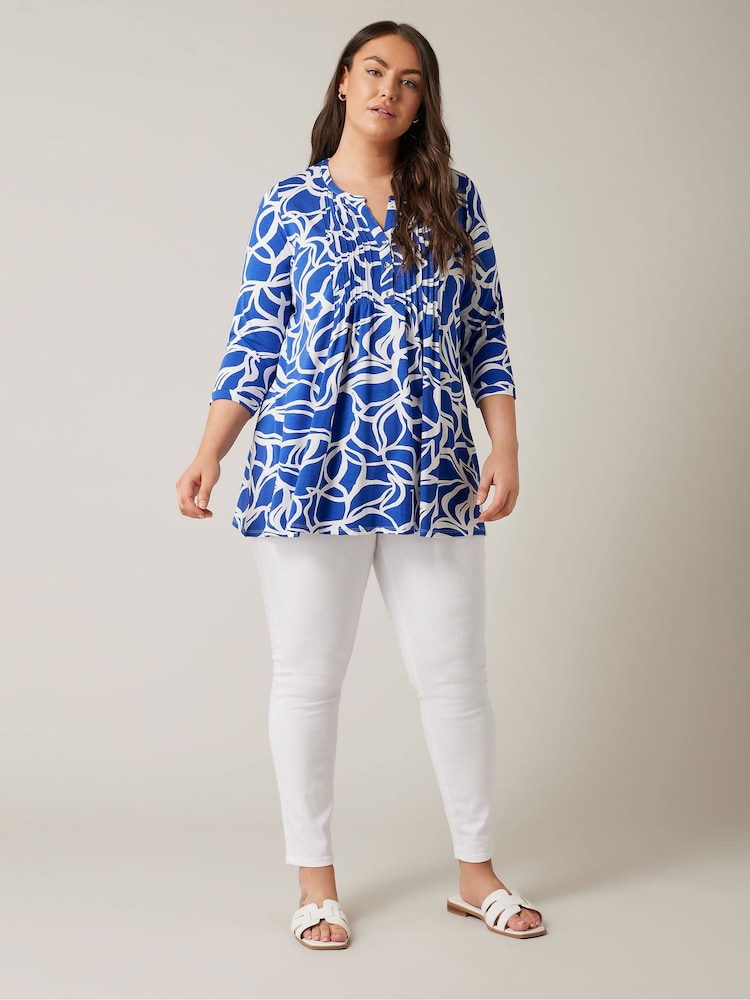 EVANS Curve Abstract Print Pintuck Blouse - Image 2 of 5