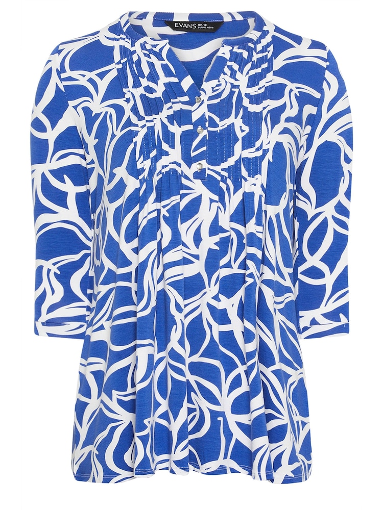 EVANS Curve Abstract Print Pintuck Blouse - Image 5 of 5