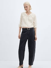 Mango Cream 100% Cotton Openwork Shirt With Collar - Image 2 of 6