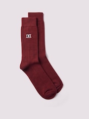 Duchamp Red Mens Chunky Cashmere Mix Rib Socks - Image 1 of 3