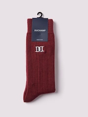 Duchamp Red Mens Chunky Cashmere Mix Rib Socks - Image 3 of 3
