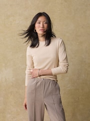 Oatmeal Marl Long Sleeve Ribbed T-Shirt - Image 1 of 8