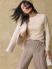 Oatmeal Marl Long Sleeve Ribbed T-Shirt - Image 2 of 8