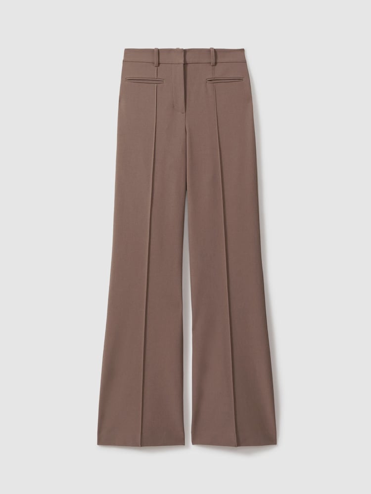 Reiss Mink Neutral Claude High Rise Flared Trousers - Image 2 of 5