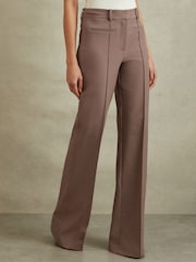 Reiss Mink Neutral Claude High Rise Flared Trousers - Image 3 of 5