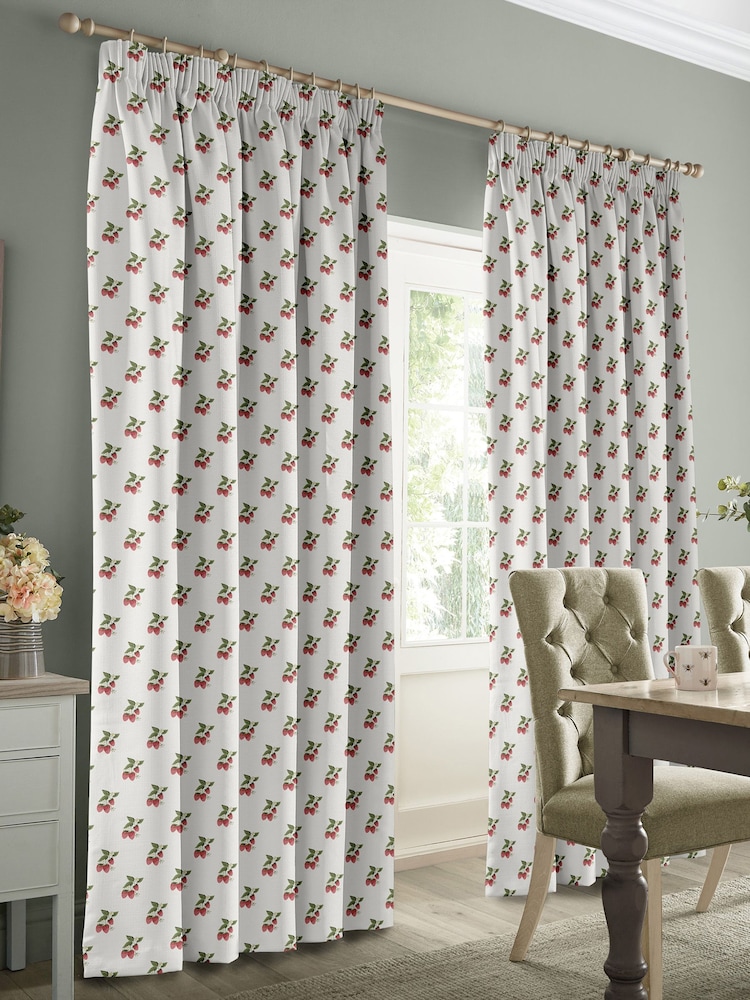 Sophie Allport White Strawberries Made to Measure Curtains - Image 2 of 9